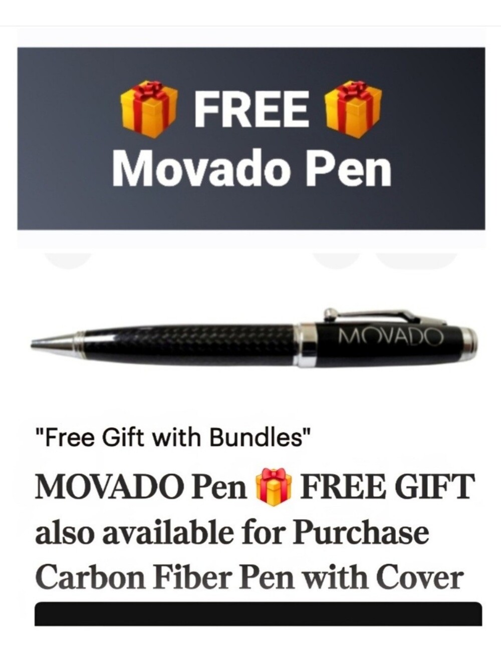 MOVADO Pen 🎁 FREE GIFT also available for Purchase Carbon Fiber Pen with Cover